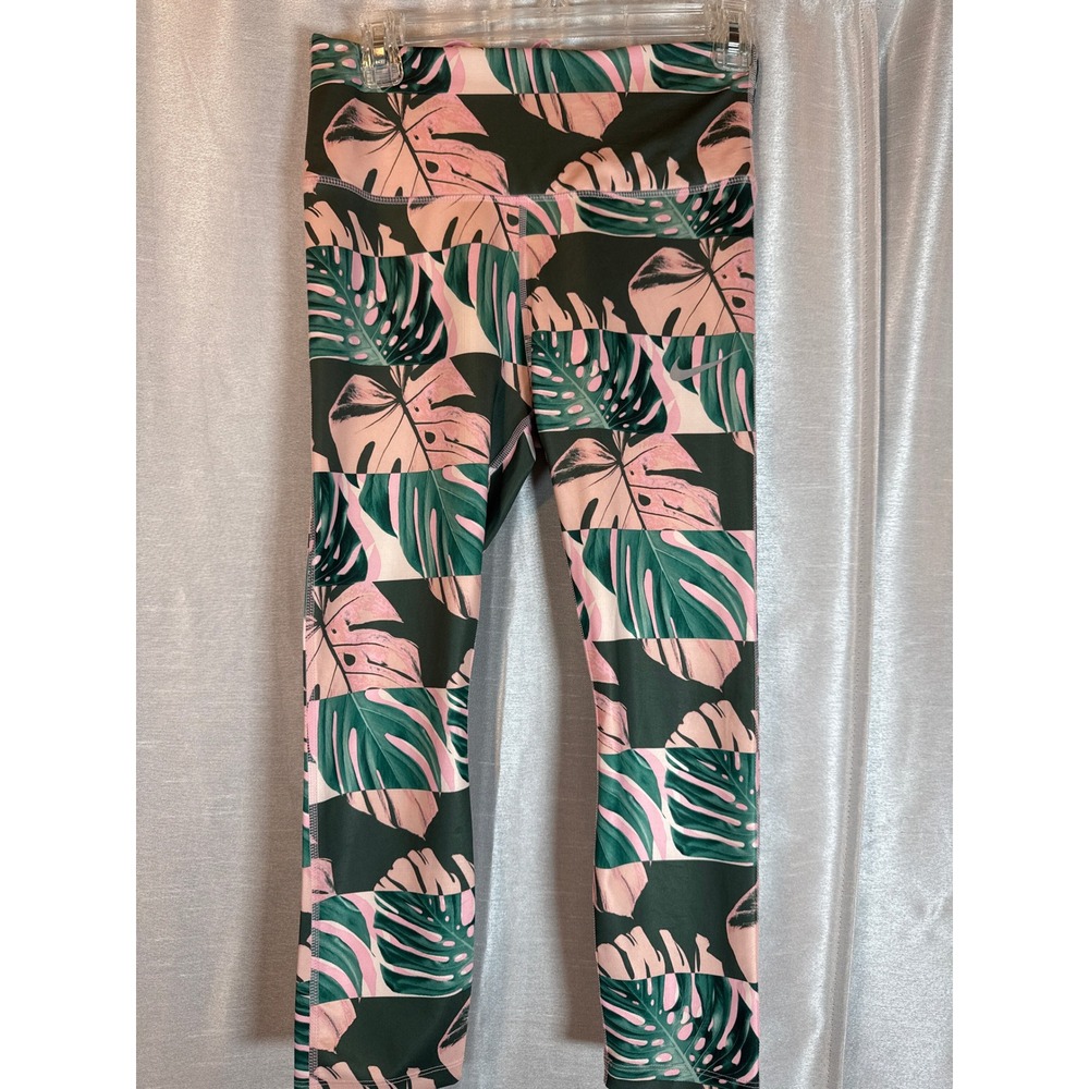 Nike Dri Fit Womens Leggings Athletic Workout Tropical Leaf‎ Print Size Medium